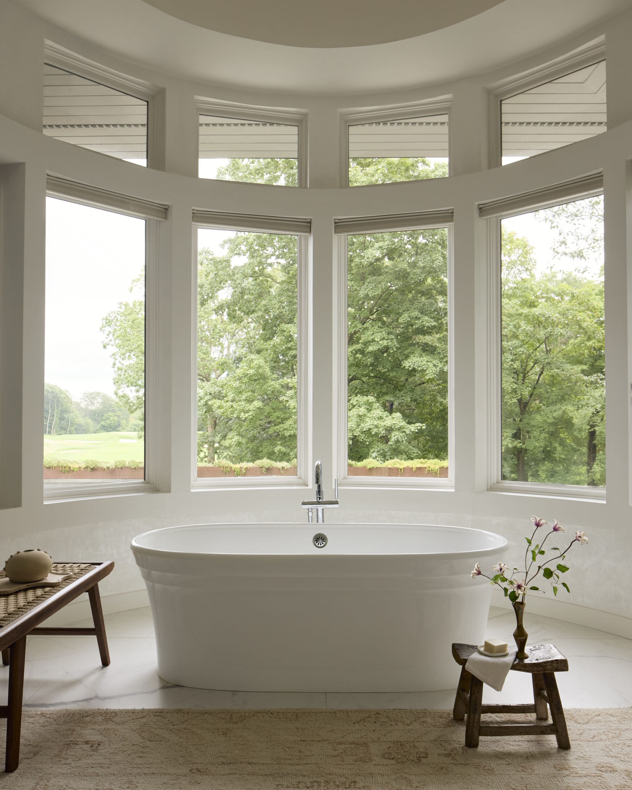 Tall windows and floating tub
