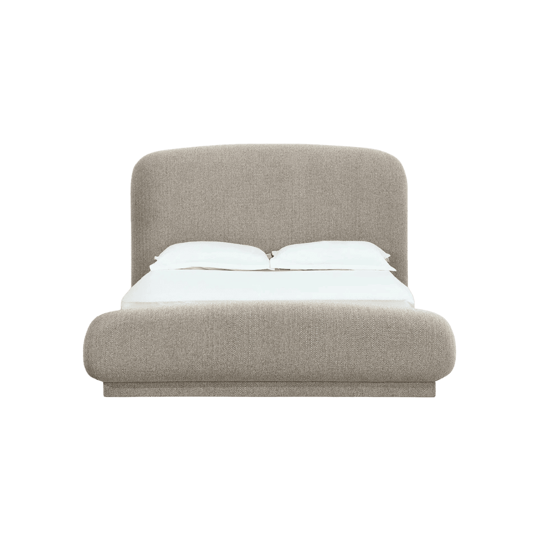 upholstered beige bed