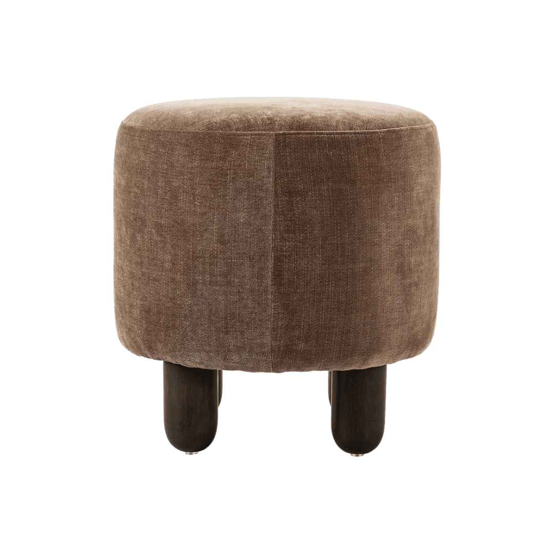 brown velvet round ottoman